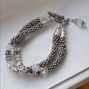 NWT Swarovski crystal, Sterling silver double strand star bead name bracelet